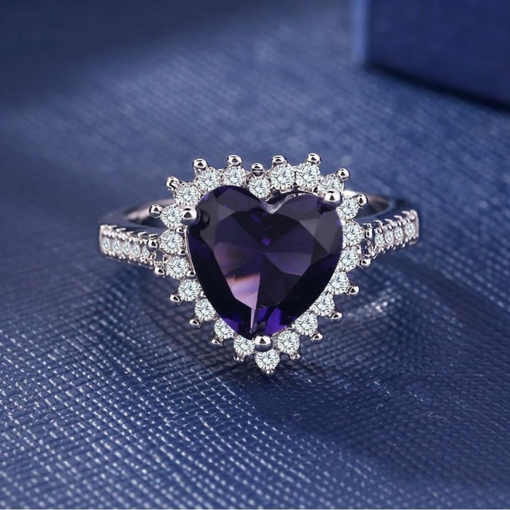 Mystic Topaz Silver Plated Heart Ring - Picture 2 of 3